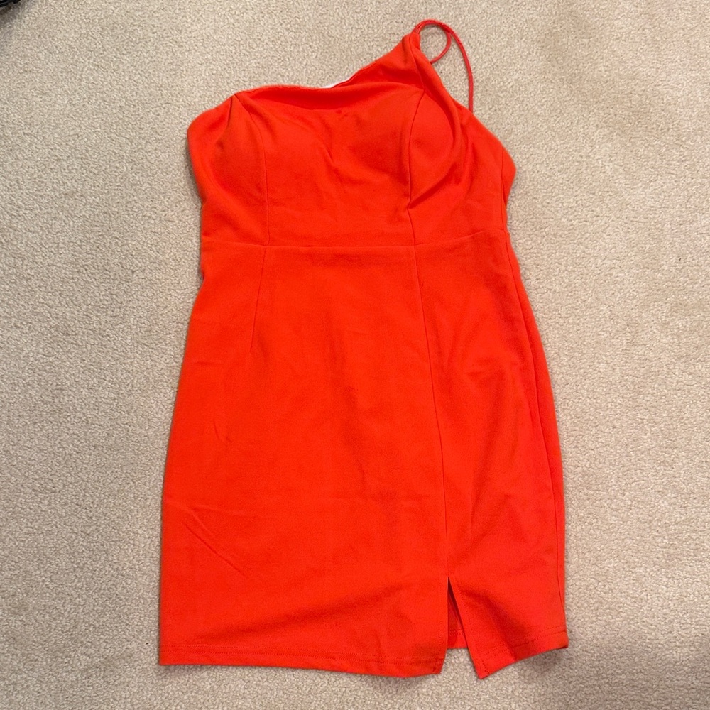 Hello Molly Vibrant One-Shoulder Orange Dress